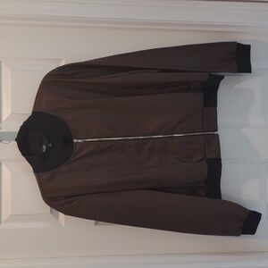 Lularoe Elegant Stevie Bomber Jacket Brown Faux Leather Size XL